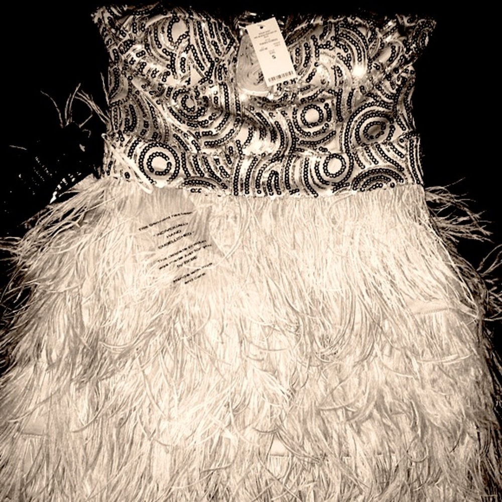 Bebe isis sequin feather dress size (S)